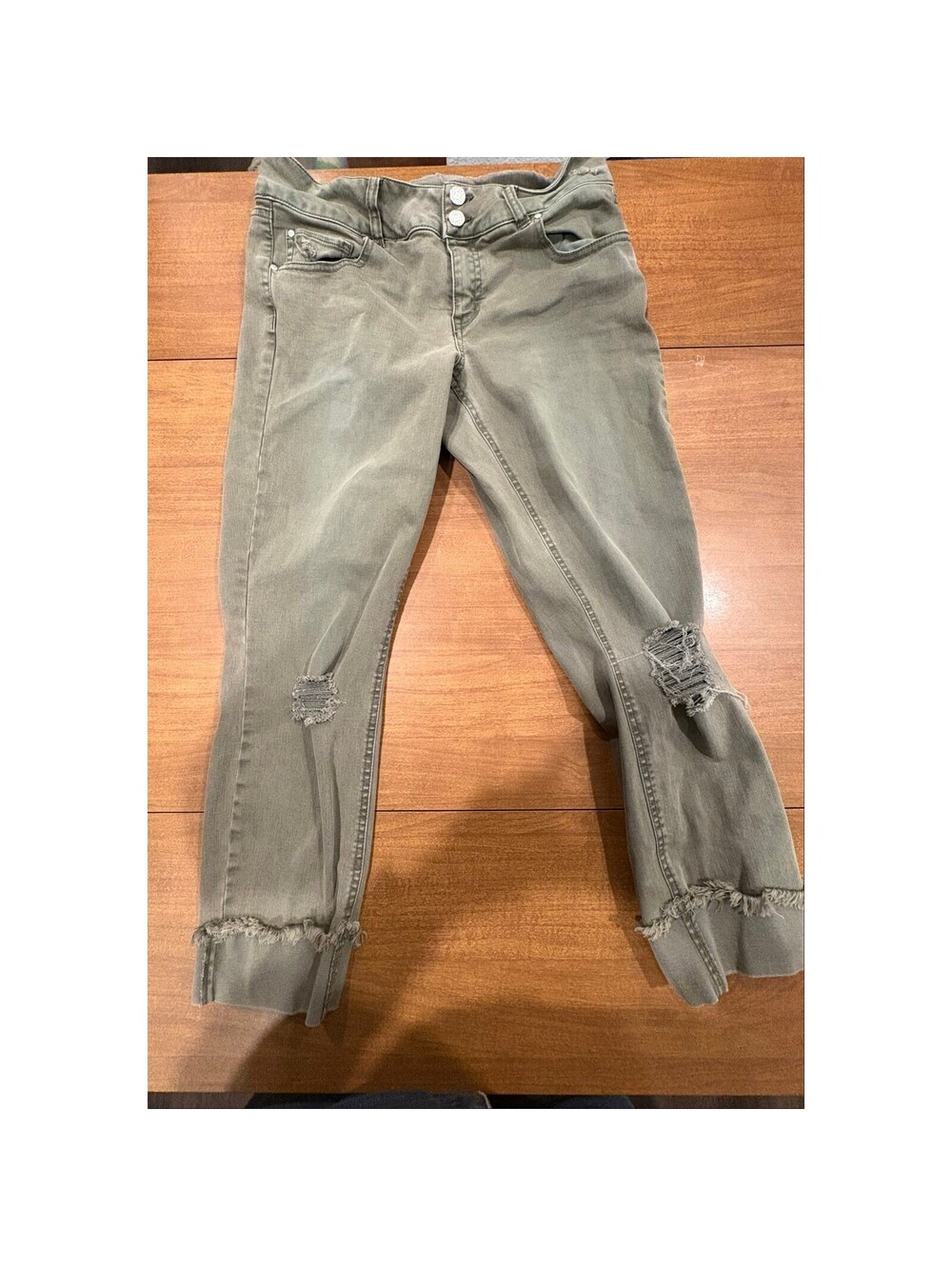 Refuge Olive Green Distressed Skinny Jeans Size 6